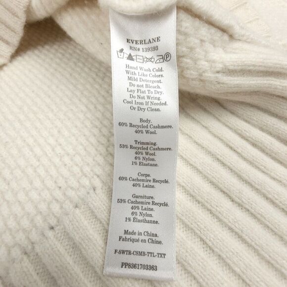 Everlane The Honeycomb Funnel Neck in Wool Cashmere Bone Minimal Quiet Luxury - Picture 9 of 9